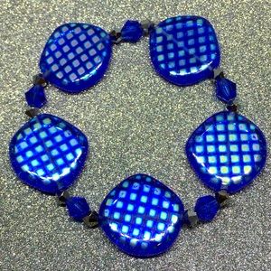 Royal blue stretchy glass bracelet